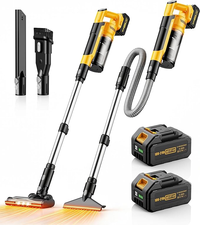 qimedo 8000mAh Battery Vacuum Cleaner Cordless V2, 700W Best Vacuum Cleaners for Carpet, 7 in 1 Electric Stick Vacuum for Home, Hardwood Floor Vacuum for Pet Hair/Dorm