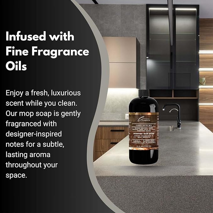 Luxury Floor Cleaner, Scented Mop Soap Concentrate | Hard Floor Cleaner for Tile, Vinyl, Laminate, LVP & Sealed Hardwood | Low-Foam, Streak-Free | 36 oz | Cozy Autumn