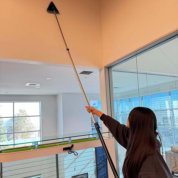 20 Foot High Ceilings Baseboard Wall Cleaner Mop with 12 Ft Extension Pole, Cobweb Duster, Window Cleaning Squeegee Kit (12ft)