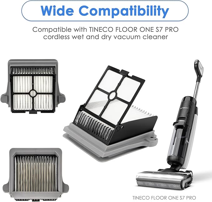 (5 Pack) ONE S7 PRO, ONE S6 HEPA Filters Compatible With Tineco Floor ONE S7 PRO/ONE S6/ iFLOOR 5 Breeze Complete Smart Cordless Cordless Wet Dry Vacuum Cleaner Filter Kit, Replacement Parts