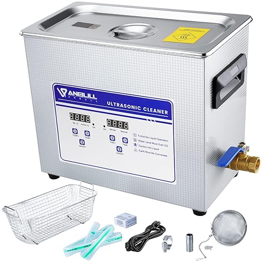 Anbull 10L/2.6Gal 240W Professional Ultrasonic Cleaner Machine with 304 Stainless Steel and Digital Timer Heater for Jewelry Watch Coin Glass Circuit Board Small Parts