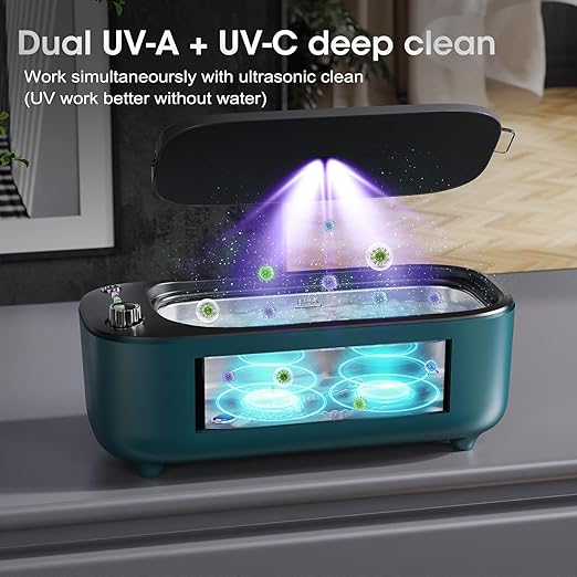 Ultrasonic Jewelry Cleaner, Jewelry Cleaning Machine Smart Variable Frequency 47KHz - 50KHz, Professional Sonic Cleaner with UV for Rings, Glasses, Watches, Dentures, Retainer, Earrings, Necklaces