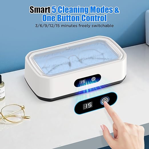 2026 Upgrade Ultrasonic Jewelry Cleaner, 50khz Large Capacity Ultrasonic Cleaner for Jewelry, Ring, Eyeglasses, Watch Strap&Dentures, Five Cleaning Modes, 304 Stainless Steel, Gift for Wife, Mom