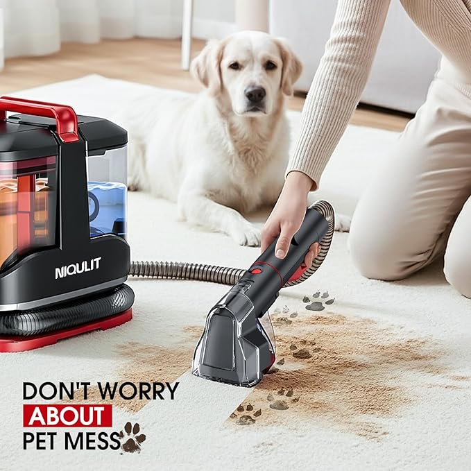 Portable Spot Cleaner Machine for Carpet and Upholstery, 15Kpa Powerful Suction for Pet Stain, Couche & Car, with Dual BrushHeads & Self-Cleaning System, Spot Cleaner for Area Rug, Stair and Furniture