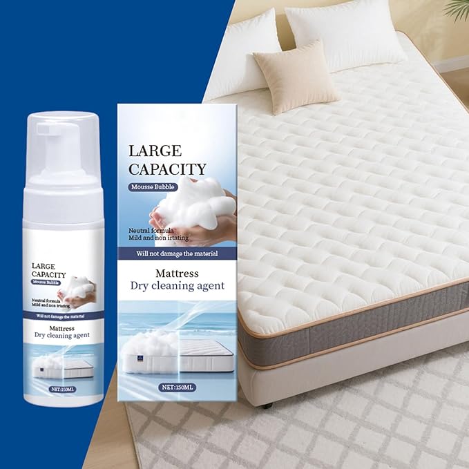 Mattress Cleaner And Stain Remover, No-Scrub Formula, 150ml, Mattress Dry Cleaning Agent, Waterless Fabric Cleaner, Multi-Sûrface, For Couch, Rug, Carpet, Upholstery, Home