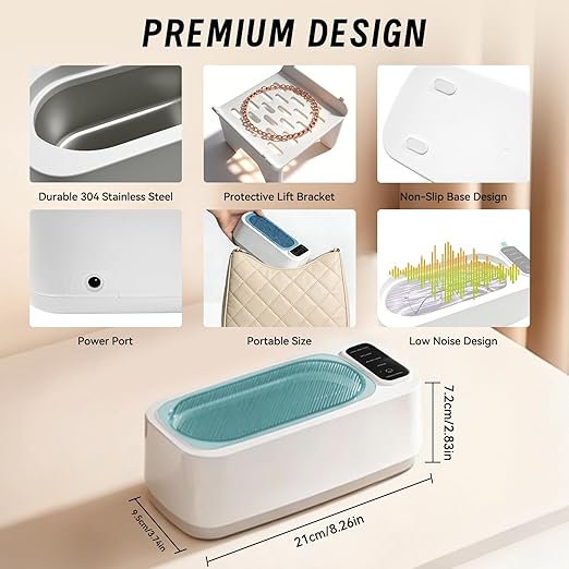 48kHz Ultrasonic Jewelry Cleaner Machine,350ml Stainless Steel Tank,4 Modes for Eyeglasses,Rings,Jewelry & More,Touch Screen Control,Gift for Wife,Mom,Daughter
