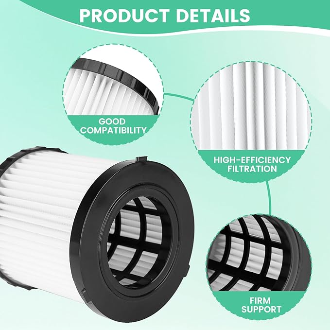 2 Pack DCV5801H Washable Vacuum Filter Compatible with DEWAlT DCV580H DCV581H, DCV5801H 20V MAX Wet Dry Shop Vacuum Replacement Filter with Cleaning Brush