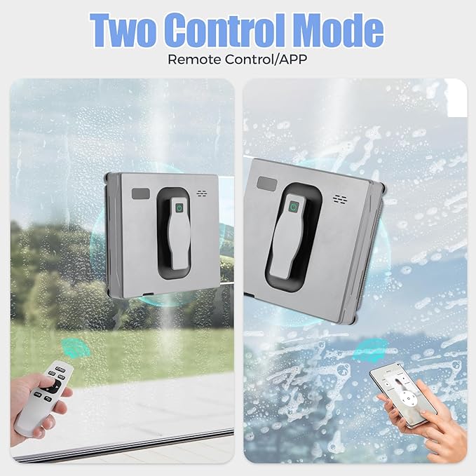 Window Cleaning Robot, Robot Window Cleaner with Intelligent Control/APP Control, Automatic Windows Vacuum Cleaner with 3 Cleaning Mode for Homes, Office Buildings, 1.69Oz Water Tank Capacity