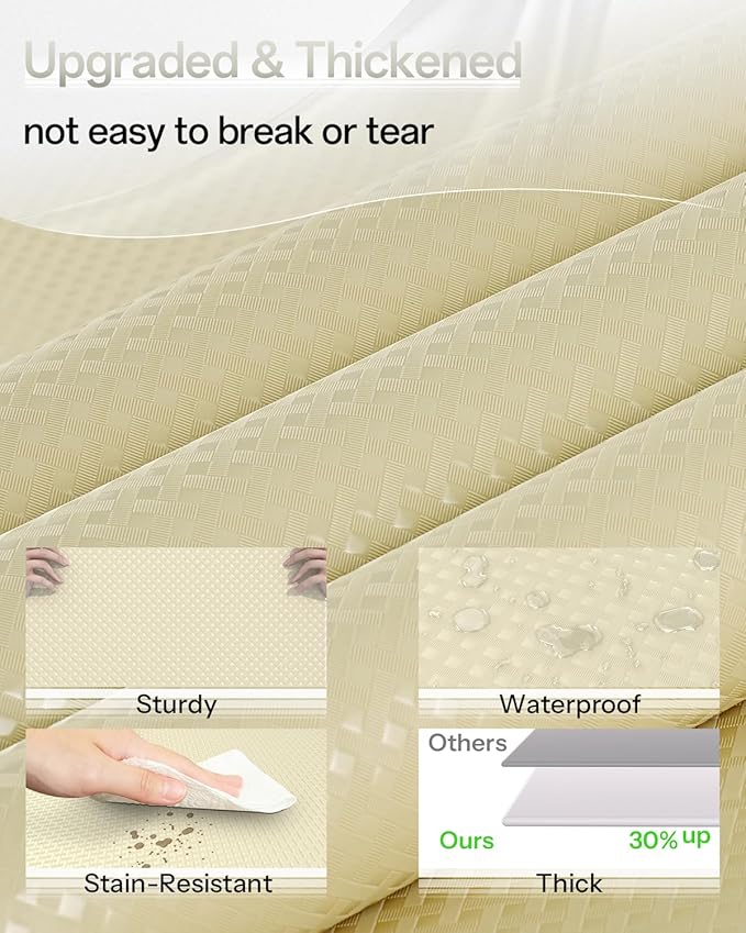Shelf and Drawer Liner for Kitchen Cabinet, Non-Adhesive 12in x 120in Waterproof Contact Paper Refrigerator Liners Thickened Durable EVA Material Non Slip Mat for Dresser Cupboard Pantry Protector