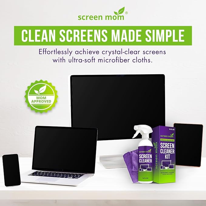 Screen Cleaner Spray and Wipe Kit 16oz and 4 Pack Microfiber Towel Bundle - Electronics Cleaner Spray TV Screen Cleaner for Smart TV Computer, Phone, iPad Laptop Screen Cleaner Car Screen Cleaning Kit