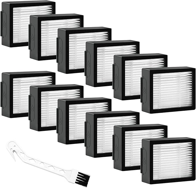 12 Pack Roomba Filters Fit for i-Robot Roomba I J E Series E5 E6 E7 i3 i3+ i4 i6 i6+ i7 i7+ i8 i8+ j7 j7+ Robot Vacuum Cleaners High-Efficiency Filter with 1 Cleaning Brush by Puxyblue