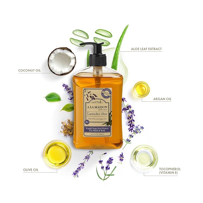 A La Maison de Provence Liquid Soap, Lavender Aloe, 16.9 Fl Oz (Pack of 3)