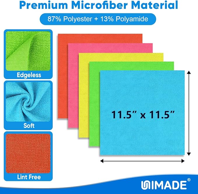 Microfiber Cleaning Cloth, 150PK Reusable Shop Rags Bulk Microfiber Cleansing Cloth Lint Free Cleaning-Towel for Car Kitchen Automotive Bar Mechanic Restaurant Garage,11.5"x11.5",Multicolor