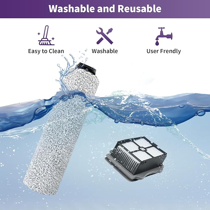 iFloor 3 Replacement Brush Rollers and Filters Kit for Tineco iFloor 3/iFloor One S3 Cordless Wet Dry Vacuum Cleaner,Accessories inclue 3 HEPA Filters & 3 Brush Rollers