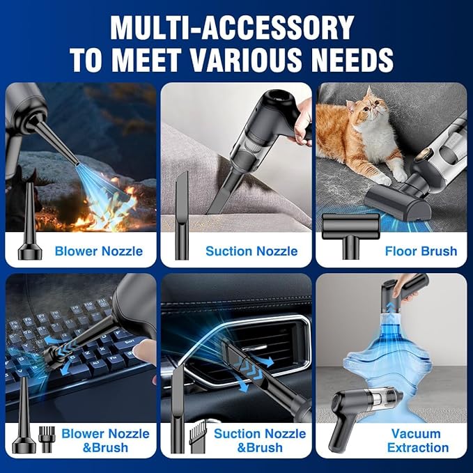 Vacuum Car Cleaner Handheld 20000PA High Power Vacuum Cleaner with Brushless Motor, 3 in 1 Keyboard Portable Vacuum Cleaner Air Duster for Car Home, LT-126