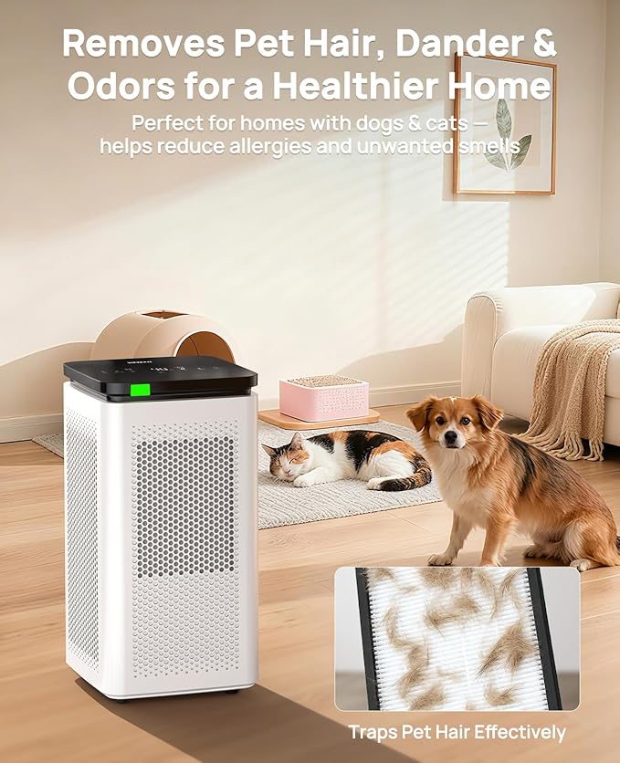 Air Purifiers for Home Large Rooms up to 3500 Ft², True HEPA 0.1 Micron 99.97% Filtration with Carbon Filter, 235 CFM CADR, Removes Allergens, Pet Odor, Smoke, VOCs, 30dB Sleep Mode, PM2.5 Display