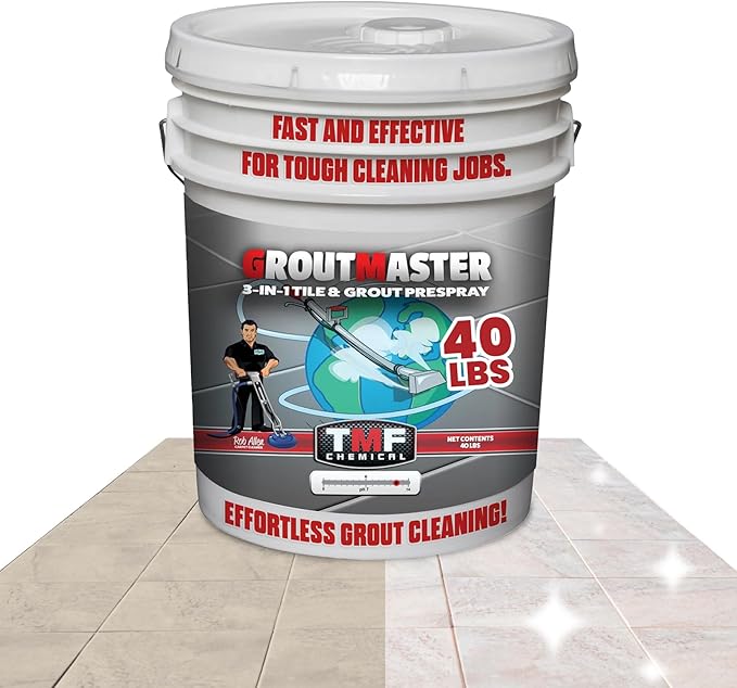 GroutMaster Tile & Grout Cleaner – Fast-Dissolving Powdered Solution for Deep Cleaning Concrete Stains, Grease, & Tough Stains, Ideal for Residential & Commercial Use, 40 lbs