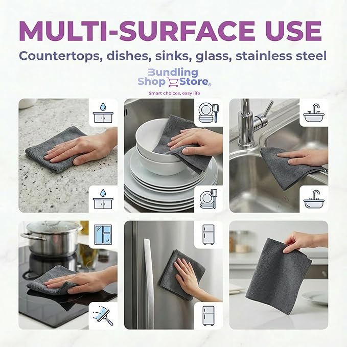 Swedish Dishcloths for Kitchen Dishes -100% Biodegradable & Compostable Reusable Super Absorbent Fiber Sponges with Wood Pulp Cotton - Cleaning Cloths - Dark Grey Pack 10