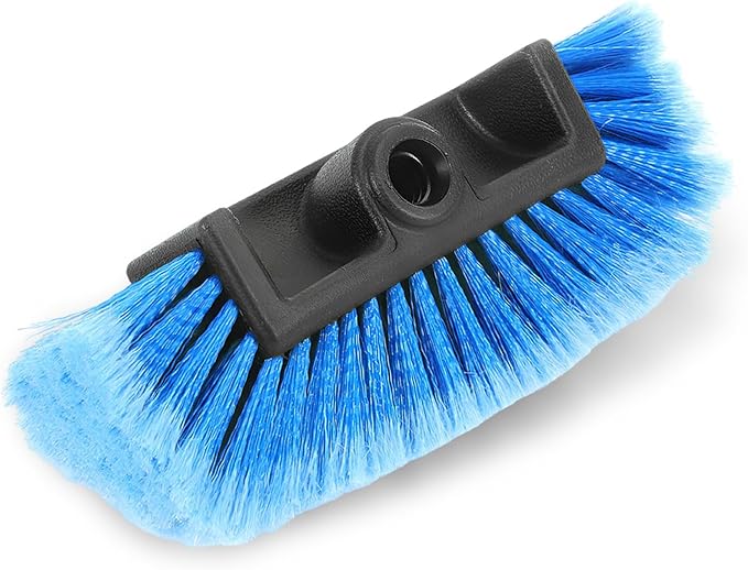 10" Car Wash Brush Head, Flow-Thru Cleaning Brush Head with Soft Detailing Bristles, Scratch Free Washing Scrub Brushes Replacement for 3/4-Inch Threaded Poles, Car Accessories (Blue)