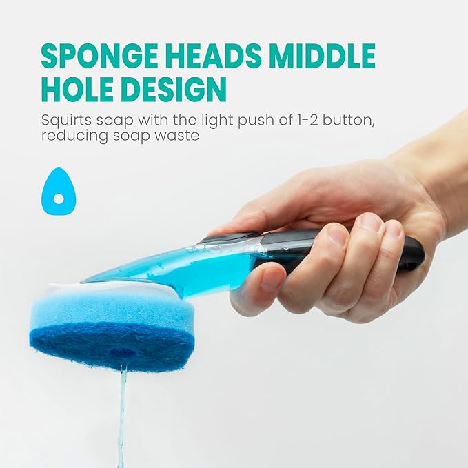 Dish Wand Refills Sponge Head with Hole,Non Scratch Dishwand Refill Heavy Duty Replacement Head,Soap Control Dispensing Scrubbers for Kitchen,Pans,Dishwasher Tools,Compatible Sponges Scrub with Handle