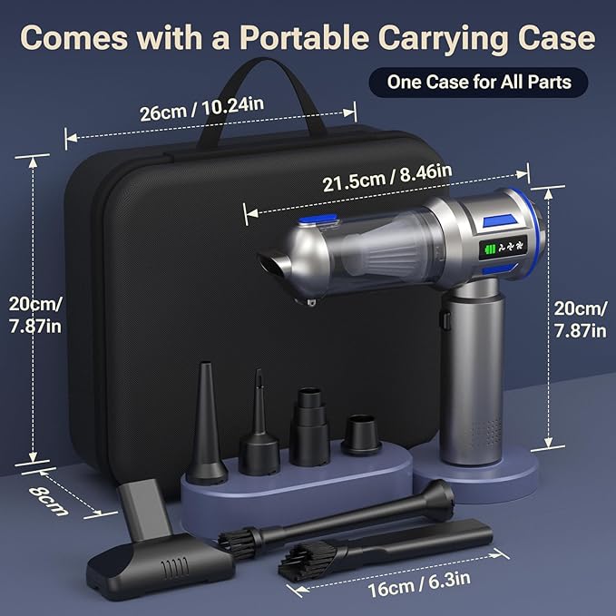 Mini Vacuum Cleaner, 2 in 1 27000PA Brushless Car Vacuum &250000RPM Air Duster 9000mAh Battery Air Blower Wireless Handheld Vacuum for Car,Office and Home