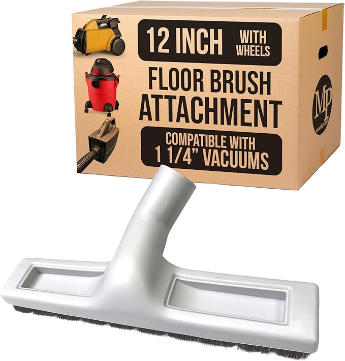 MP Maresh Products Soft Touch Deluxe Vacuum Cleaner Brush Attachment, Horse Hair Bristles for Hardwood & Wall Cleaning, Fits 1 1/4 Inch Vacuums Rigid Nozzle Dust Collector Pet Hair - Gray, 12 inch