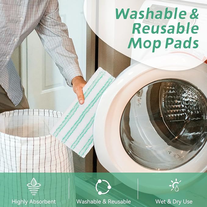 Microfiber Mop Pads Replacement for Quick Shine Hard Surface Floor Polish Mop: Washable & Reusable Pad,Wet Dry HardFloor Cleaning Refills Pad（2 Pack）