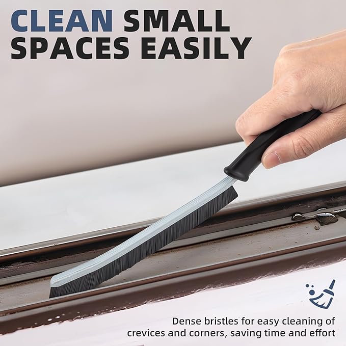 Hard Bristle Crevice Cleaning Brush - Cleaning Supplies - Grout Cleaning Brushes for Household Use - Crevice Cleaning Tool for Bathroom, Home and Kitchen (5, Black)