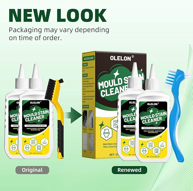 2 Pack Mold Stain Remover Gel Grout Cleaner for Washing Machine Cleaner Shower Bathroom Seal and Grout Stain Remover with Brush