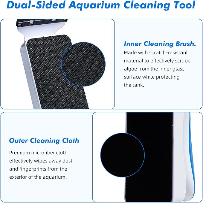 Rise Torrent Aquarium Magnetic Glass Cleaner, Fish Tank Algae Scraper Brush Cleaning Tool for 1/8"-1/4" Thickness Glass, Floating Scrubber Brush Cleaner for Acrylic, 1 Detachable Scraper, Small