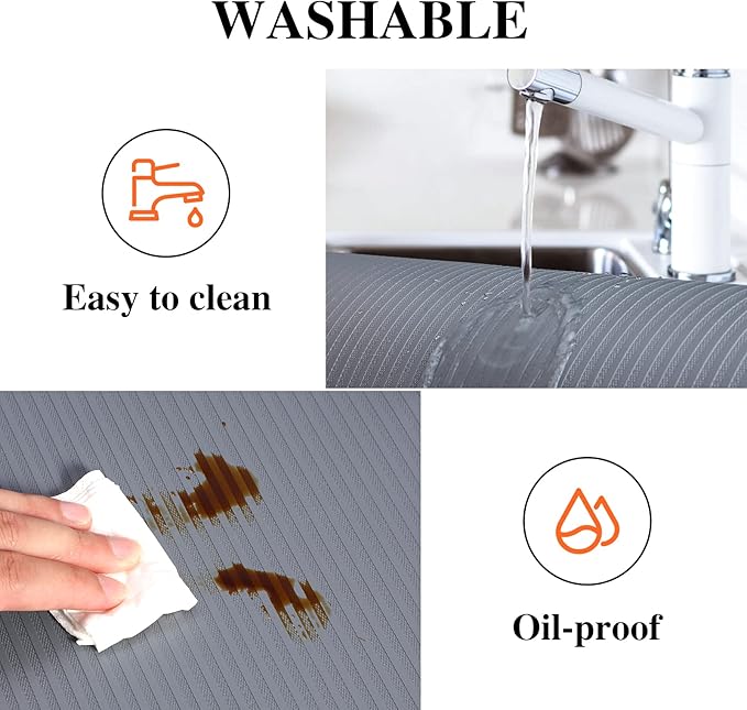 Shelf Liners for Kitchen Cabinets, Non-Adhesive Drawer Liner, 17.5 Inch x 10Ft(120 Inch), Non-Slip, Strong Durable, Waterproof for Kitchen Cabinet Liner, Shelves, Storage, Desks, Dark Gray