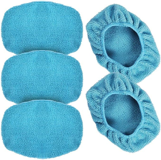 Car Care Microfiber Cloths for Windshield Cleaning Tool, Windshield Cleanner Wand Replaceable Glass Cleaning Bonnets, Interior Auto Window Cleaner Washing Pads, Fit 5”, Blue, 5 Pack