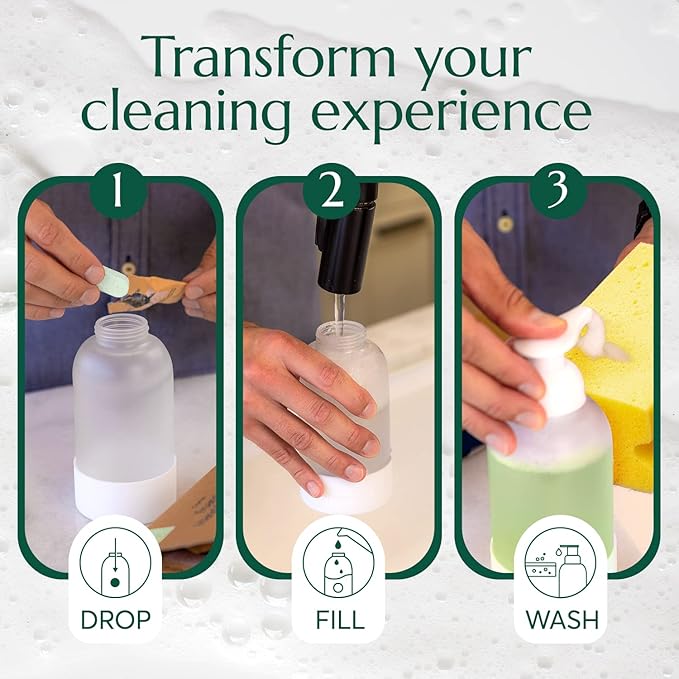 CLEANOMIC Foaming Dish Soap Tablets (6 Pack) - Dish Soap for Manual Dish Washing, 6 Concentrate Tablets for Dish Washing (Lime Scent)