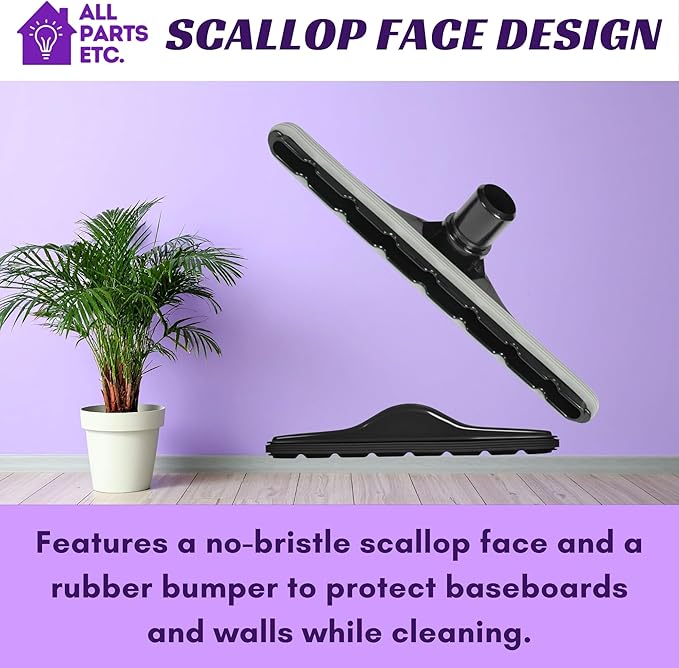 14" Scallop Face Vacuum Floor Tool – Compatible with Proteam Backpack Vacuum 1 1/2" S-Wand Fittings – Commercial Carpet & Floor Cleaning Attachment - Black
