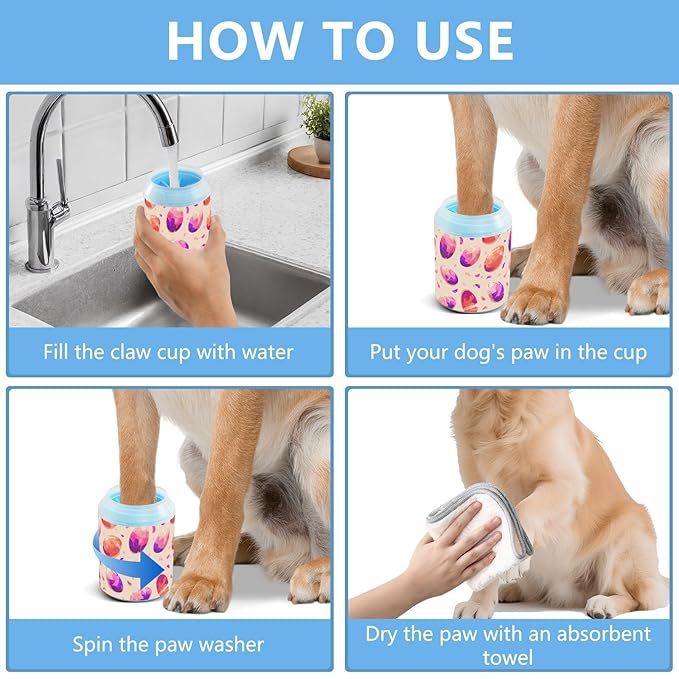 Dog Paw Cleaner Cups for Dogs Pet Foot Washer Paw Scrubber for Small Medium Large Dogs Cats Cleaning Cup Pink Purple Footballs