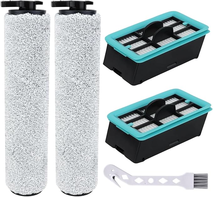 3831 Brush Roll and Filter Replacement Parts for Bissell Crosswave Hard Floor Expert Vacuum 3831 HF2 3845N 3847 3848 4 Pack for Floor Scrubber Wet Dry Vacuum Accessory Kit, 2 Brush Rolls & 2 Filters