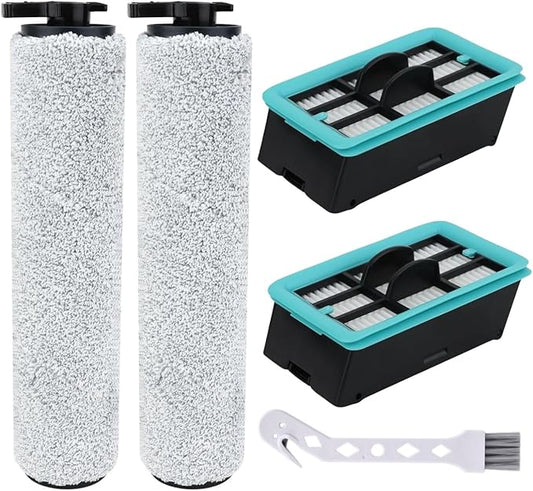3831 Brush Roll and Filter Replacement Parts for Bissell Crosswave Hard Floor Expert Vacuum 3831 HF2 3845N 3847 3848 4 Pack for Floor Scrubber Wet Dry Vacuum Accessory Kit, 2 Brush Rolls & 2 Filters