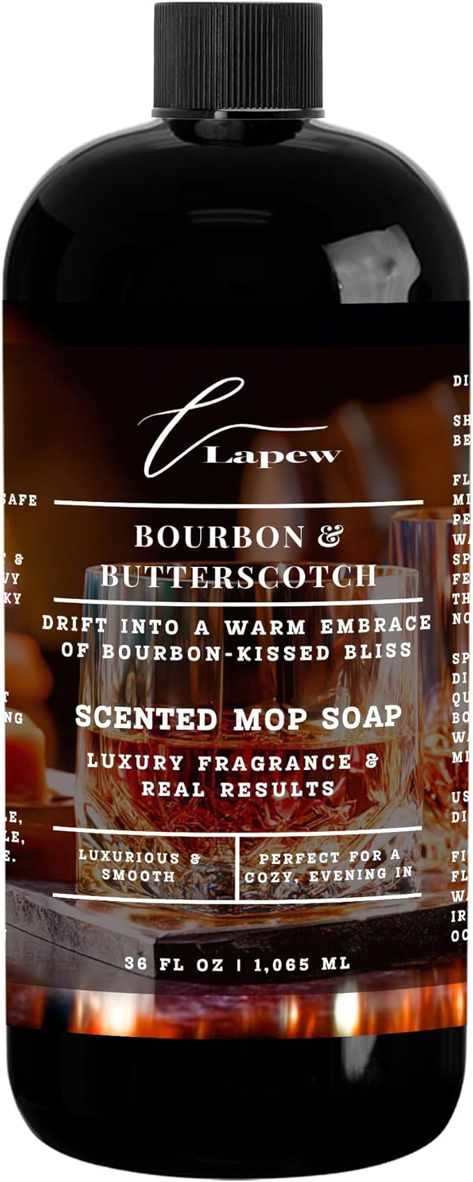 Luxury Floor Cleaner, Scented Mop Soap Concentrate | Hard Floor Cleaner for Tile, Vinyl, Laminate, LVP & Sealed Hardwood | Low-Foam, Streak-Free | 36 oz | Bourbon & Butterscotch