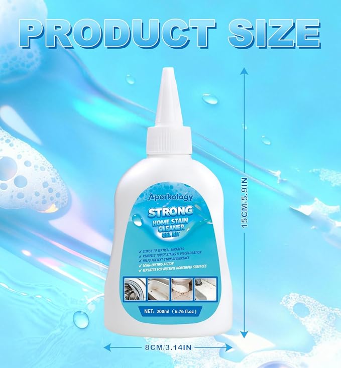 Home Stain Cleaner Gel, Heavy Duty Bathtub Stain Remover for Washing Machine, Toilet, Bathroom Grout, Bathtub, Kitchen Sinks, Tile, Door & Window Tracks (200ml)