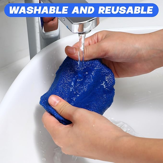 8 Pcs Car Windshield Cleaner Tool Kit with Extendable Handle, Microfiber Towel Pads, Brush, Empty Spray Bottle for Auto Glass Wiper Suvs Rvs & Home Windows(Blue)