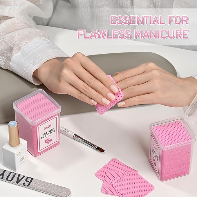 GAOY Lint Free Nail Wipes, 400 Pcs Nail Polish Remover Pads, Non-Woven Cotton Pads Gel Cleaning Wipes, Manicure Supplies for Professional Salon and DIY Art