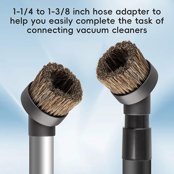 Vacuum Brush Attachments,1.25” Round Dust Brush For Shark Vacuum Attachments. Replacement For Shark vacuum Accessories Brush with 1 1/4 to 1 3/8 Inch Vacuum Hose Adapter Tool for Standard Hose.