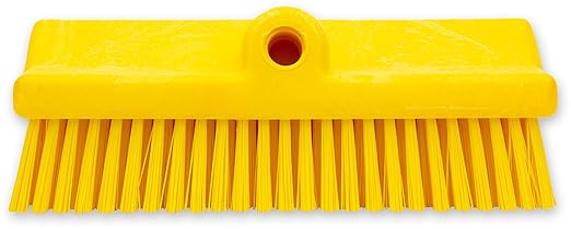 SPARTA 40423EC04 Plastic Floor Scrub Brush, Wall Brush, Equipment Brush With Nonabsorbent Bristles For Industrial Kitchens, Hospitals, Commercial Cleaning, 10 Inches, Yellow