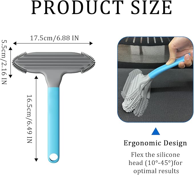 Pet Hair Removal Tool and Pet Hair Remover with 3 in 1 silicone, Cat Dog Hair and lint fur remover for Carpet Couch Cat Tree bed Furniture and Car Interior, Reusable and Portable,2 Pack