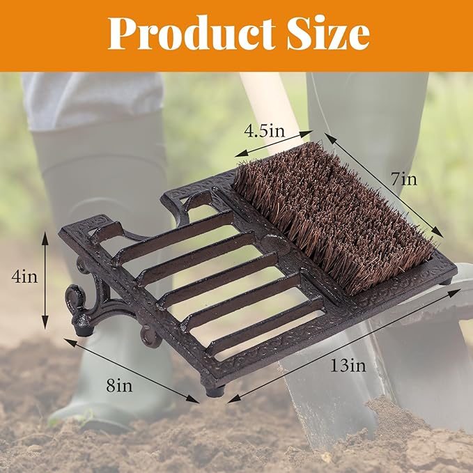 Cast Iron Boot Brush Scraper Outdoor, Heavy Duty Boot Scrubber Brush with Angled Design, Vintage Rustic Boot Scrapers with Brushes Outdoor for Outdoor, Porch, Entryway