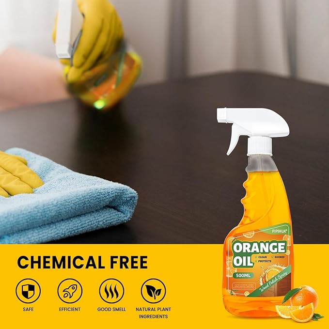 PIPIHUA Wood Oil Polish Spray, Shines & Protects, Wood Cleaner and Furniture Polish for Cabinets Tables Floors 16.9 oz, 2 Pack