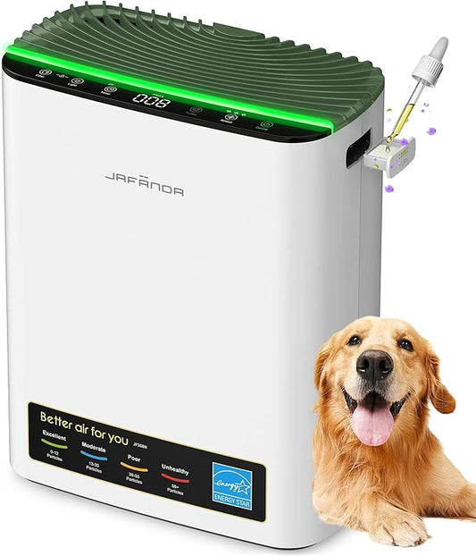 Jafända Air Purifier for Home Large Room Bedroom Up to 1226 Ft², True HEPA Filter with PM2.5 Display & 20dB Sleep Mode, Removes Pet Hair, Odor, Dust, Smoke, Pollen & Allergen