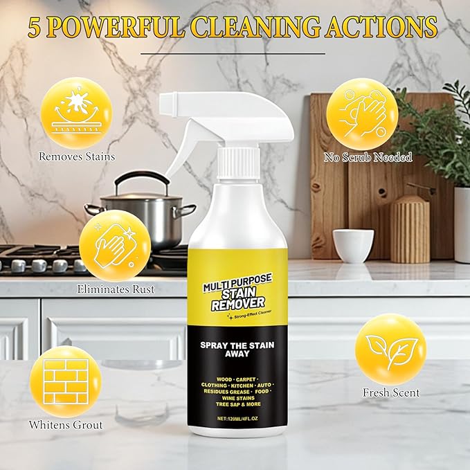 Multi-Purpose Stain Remover, A powerful cleaner for kitchens floors toilets and cars effectively removes hard water stains yellowing and stubborn residues(120ml)