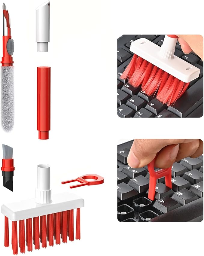 Soft Brush Keyboard Cleaner, Computer Cleaning Tool Kit, 7 in 1 Multipurpose Corner Slit Duster Keycap Puller and Soft Microfiber Brush for Bluetooth Headset Lego Airpods Laptop Camera Lens