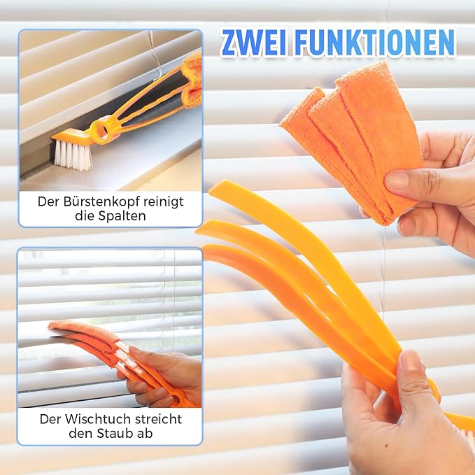 Removable Window Blind Cleaner, 2026 New Duster Brush with Microfiber Sleeves, Blind Cleaner Tools for Blinds Air Conditioner Keyboard Fan Dust (Orange, 2PCS)